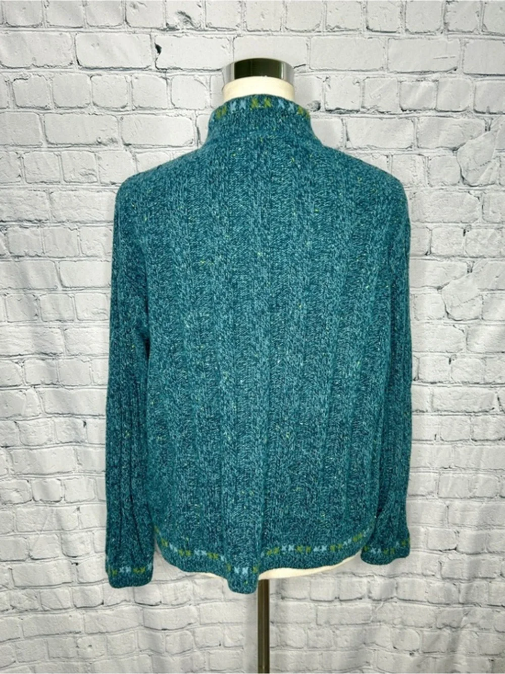 Vintage Woolrich Sweater Womens Large Wool Blend Quarter Zip Mock Neck Blue USA